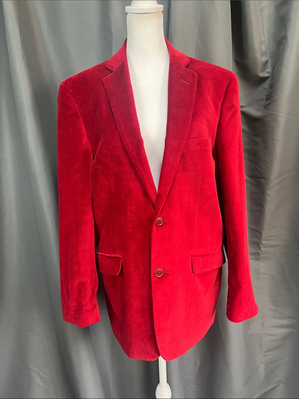 Madison Red Velvet Two-Button Slim Fit Blazer